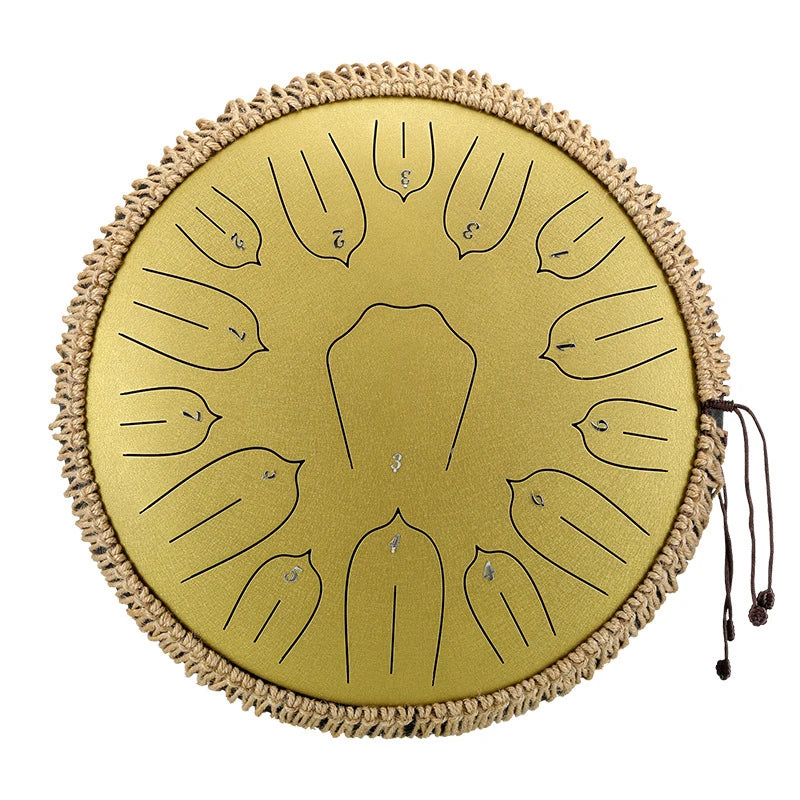 Hluru Music Drum 15 Notes Glucophone Steel Tongue Drum 13 Inch 15 Notes D Tone Ethereal Drum Percussion Musical Instruments