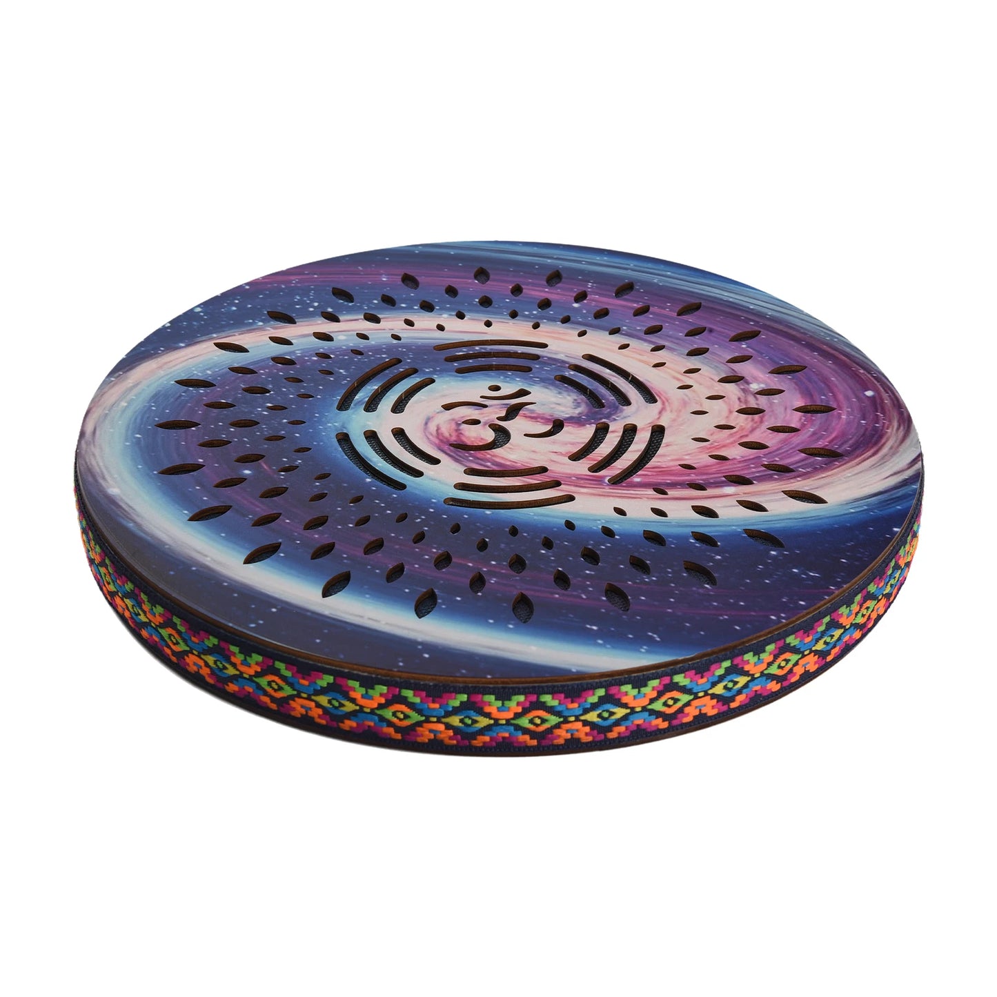 8/10/12inch Ocean Drum Ethnic Percussion Instrument Painted Drum Pattern Birch Wooden Drum Woven Edge for Home Party