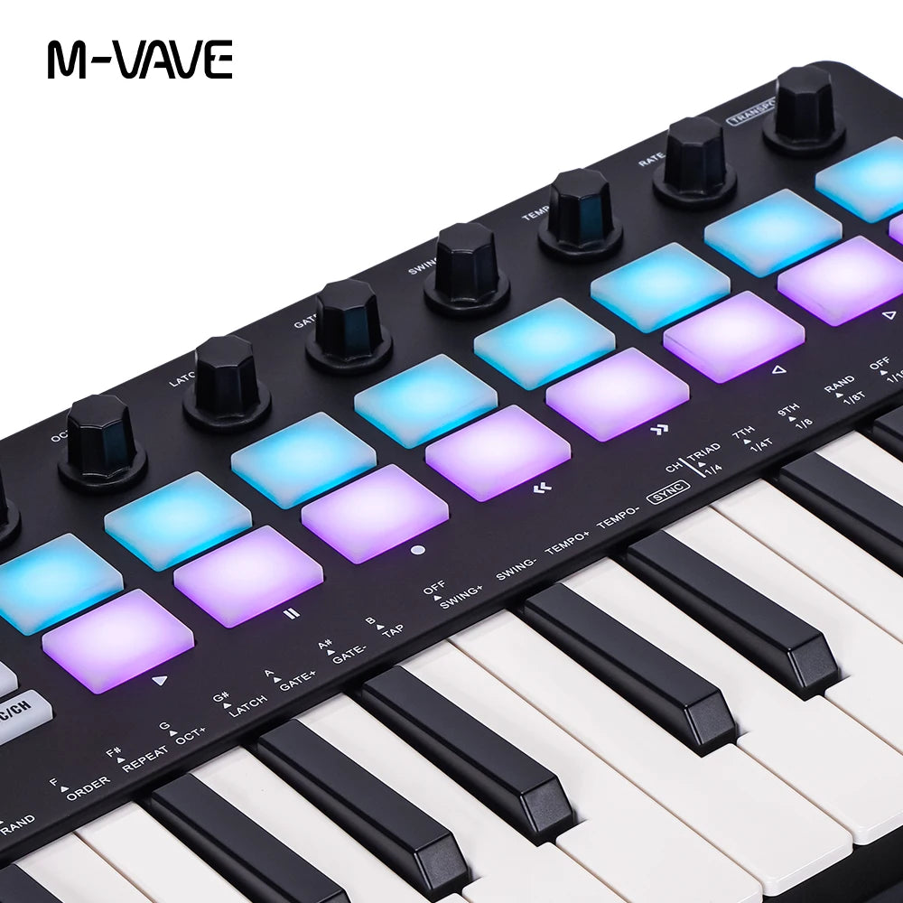 M-VAVE SMK-Ⅱ 25 Key MIDI Keyboard with RGB Drum Pads 25 Key MIDI Keyboard with RGB Drum Pads RGB Drum Pad Keyboard