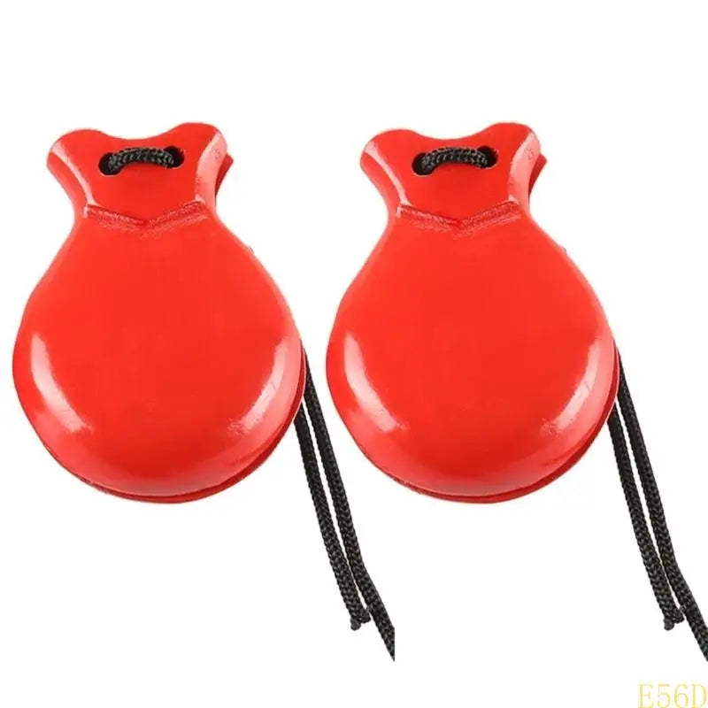 2 Pcs Traditional Flamenco Castanets Spanish Castanets with String Wooden Hand Percussion Music Instrument for Beginner
