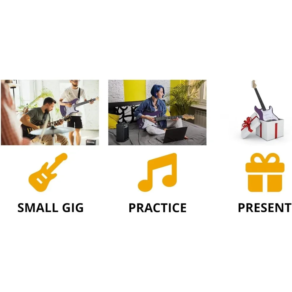 Rocktile Banger's Pack Kit Guitarra Eléctrica Completo - Guitarra electrica con 3 Single-Coil pick up  Juego con amplificador