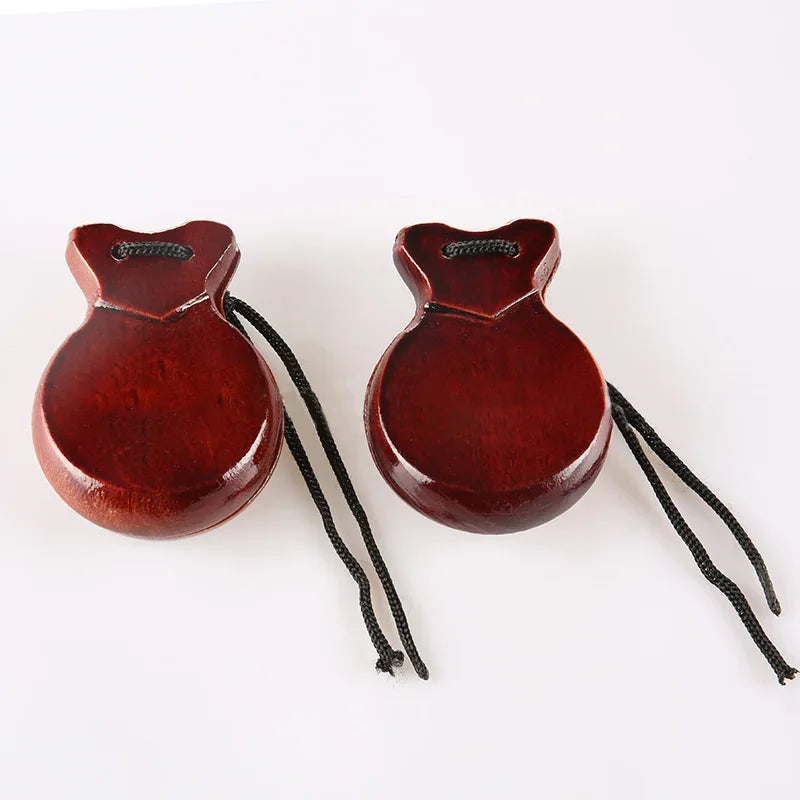 2PCS Spanish Castanets Traditional Wooden Castanet Flamenco Dance Music Instrument Percussion Wood Instruments for Beginner