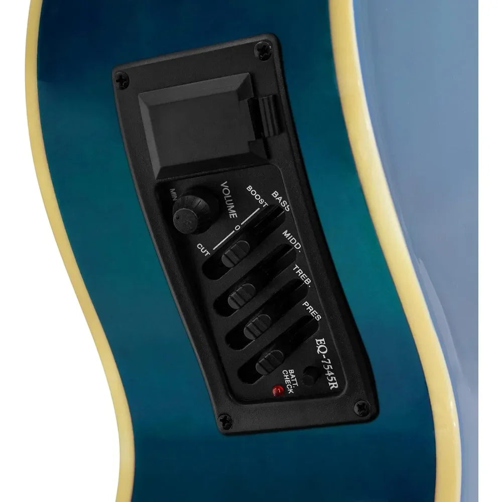 TIGER ACG4-BL Guitarra electroacústica estudiantes  tamaño completo con ecualizador incorporado, funda, correa, cuerdas