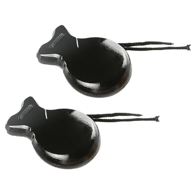2Pcs Traditional Castanet Spanish Castanets Flamenco Dance Castanets with String Hand Clapper Orff Music Instrument 24BD