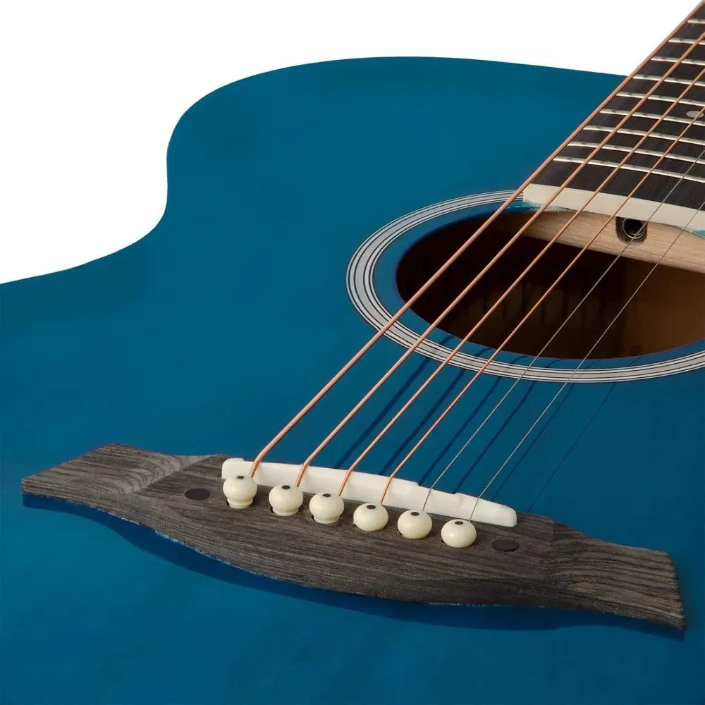 TIGER ACG4-BL Guitarra electroacústica estudiantes  tamaño completo con ecualizador incorporado, funda, correa, cuerdas