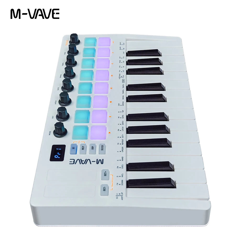 M-VAVE SMK-Ⅱ 25 Key MIDI Keyboard with RGB Drum Pads 25 Key MIDI Keyboard with RGB Drum Pads RGB Drum Pad Keyboard