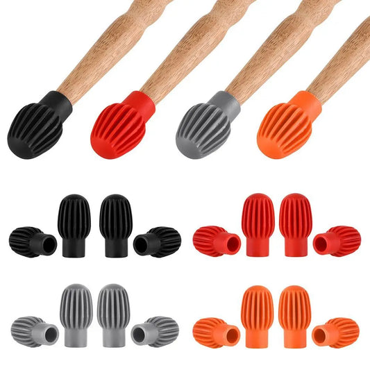 2PCS/4PCS Drum Mute Silicone Sleeve Weaker Silencer Practice Tips Drumstick Head Rubber Sleeve