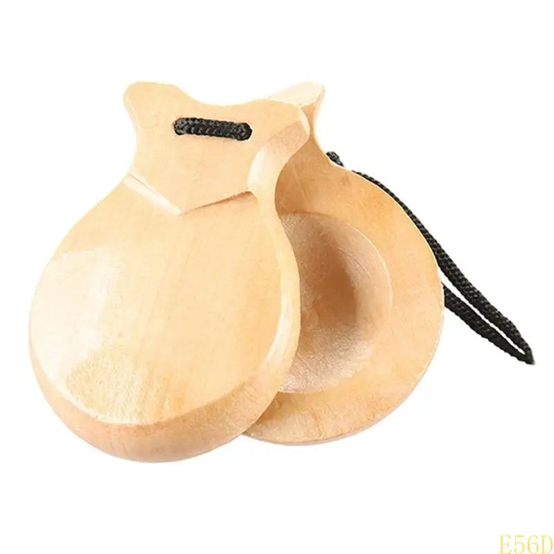 2 Pcs Traditional Flamenco Castanets Spanish Castanets with String Wooden Hand Percussion Music Instrument for Beginner