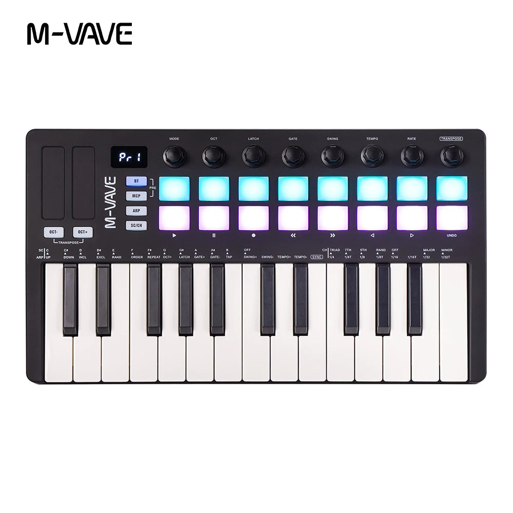 M-VAVE SMK-Ⅱ 25 Key MIDI Keyboard with RGB Drum Pads 25 Key MIDI Keyboard with RGB Drum Pads RGB Drum Pad Keyboard
