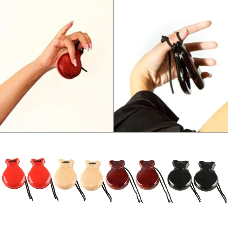 Traditional Castanet Spanish Castanets Flamenco Dance Castanets with String Hand Clapper Orff Music Instrument