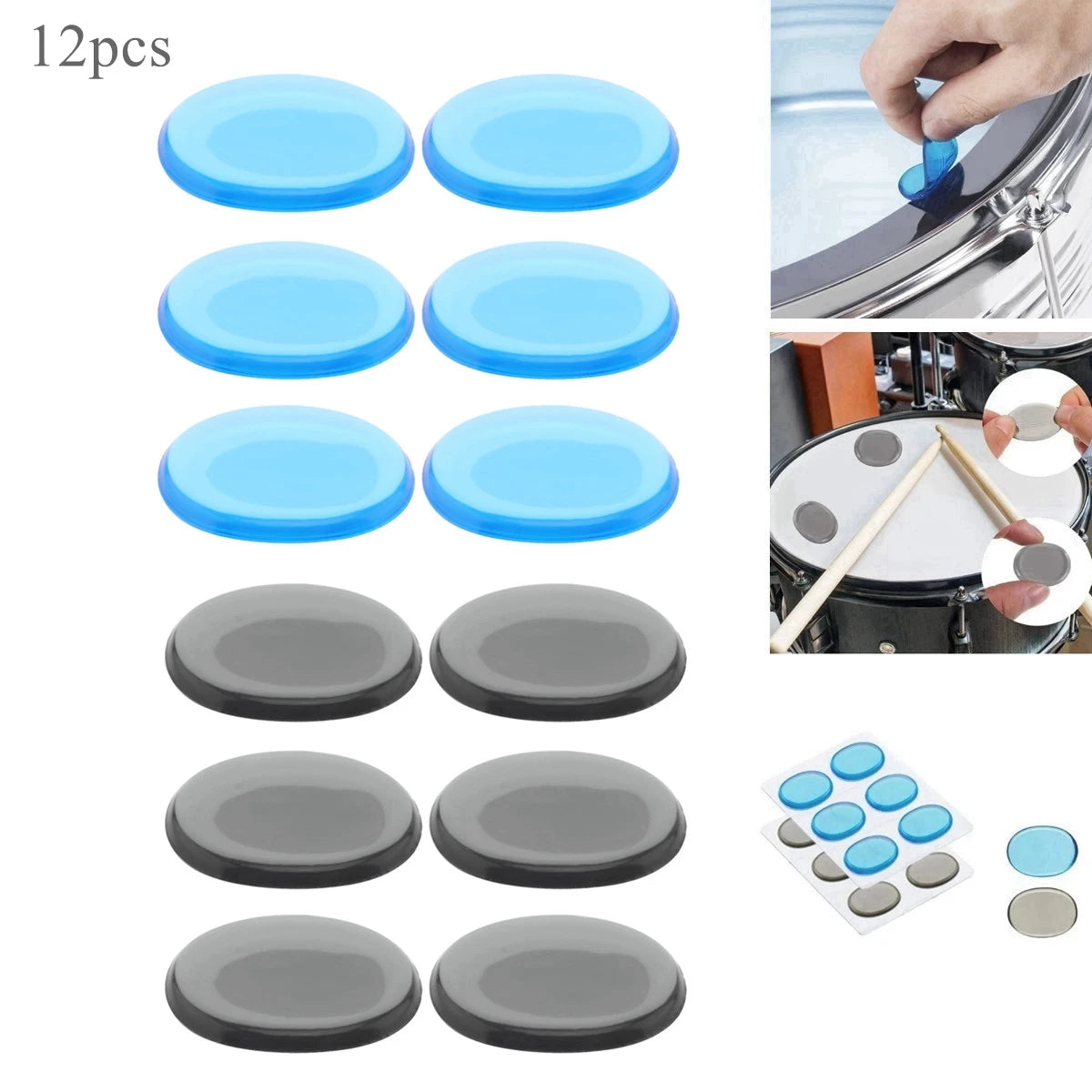 6/12/24Pcs Drum Mute Pad Transparent Silicone Jazz Snare Drum Muffler 3 Colors Optional/A great assistant for drum set players
