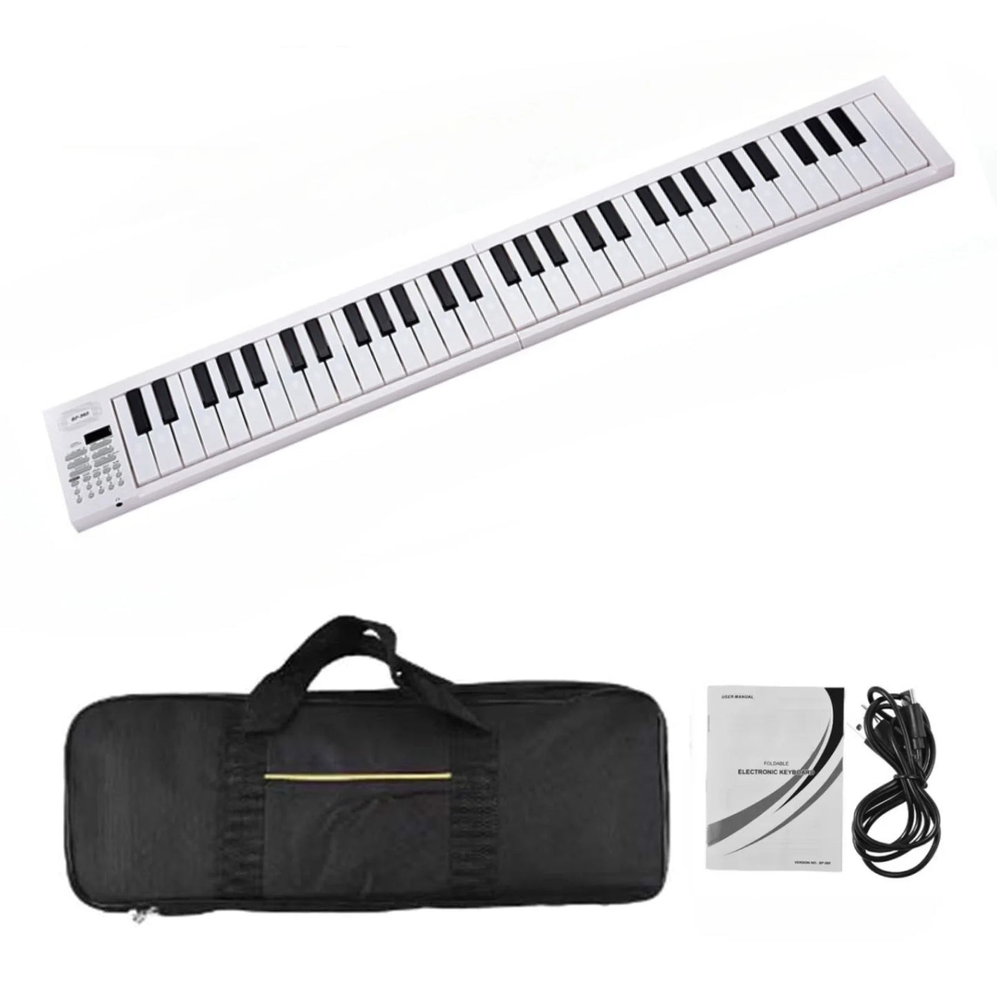 61 Key Foldable Electronic Piano Portable Piano Keyboard w/LED Display/Built-in Battery/Electronic Keyboard Musical Instrument
