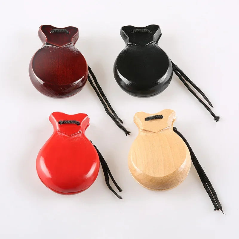 2PCS Spanish Castanets Traditional Wooden Castanet Flamenco Dance Music Instrument Percussion Wood Instruments for Beginner