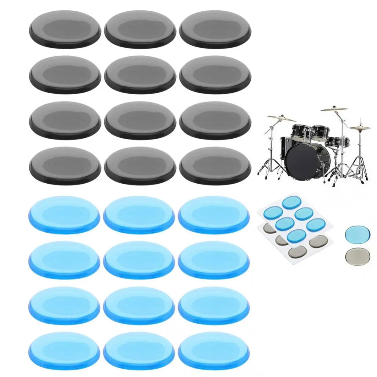 6/12/24Pcs Drum Mute Pad Transparent Silicone Jazz Snare Drum Muffler 3 Colors Optional/A great assistant for drum set players