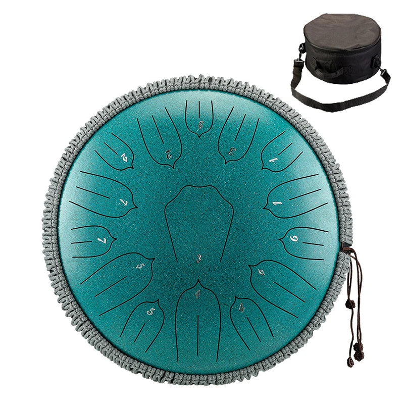Hluru Music Drum 15 Notes Glucophone Steel Tongue Drum 13 Inch 15 Notes D Tone Ethereal Drum Percussion Musical Instruments
