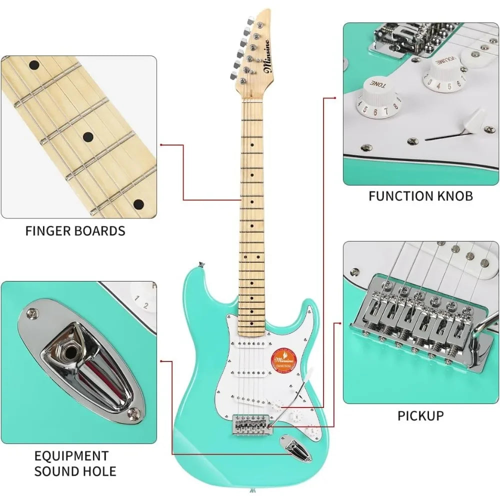 Bullfighter Guitarra eléctrica adultos principiante, traje guitarra rock profesional hombres  mujeres con bolsa guitarra, correa