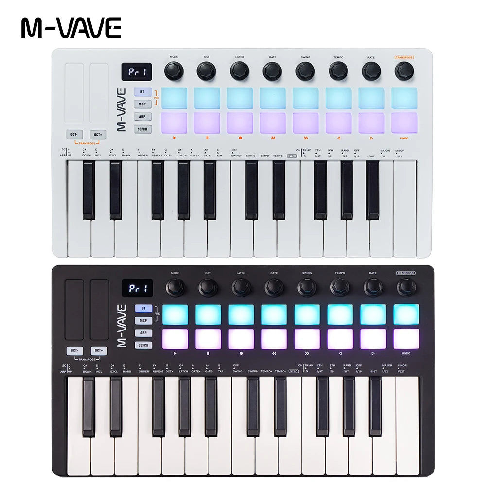 M-VAVE SMK-Ⅱ 25 Key MIDI Keyboard with RGB Drum Pads 25 Key MIDI Keyboard with RGB Drum Pads RGB Drum Pad Keyboard