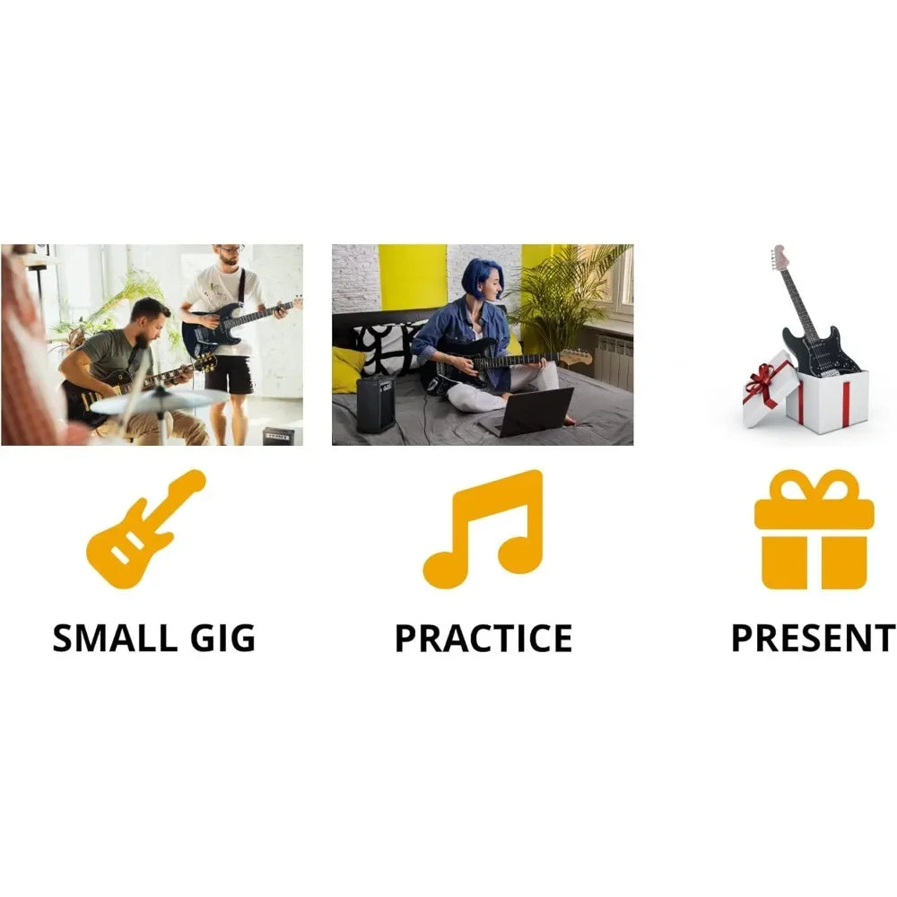 Rocktile Banger's PowerPack Kit de Guitarra Eléctrica Completo Guitarra electrica con 2 Single-Coil pick-up Juego amplificador