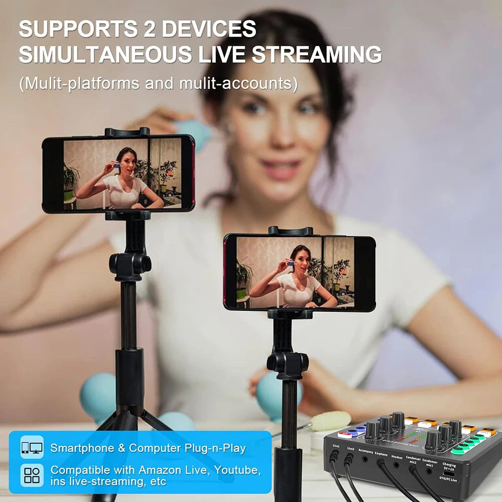 Audio Interface with DJ Mixer Live Sound Card Effects and Voice Changer,Prefect for live Streaming/Podcasting/Gaming