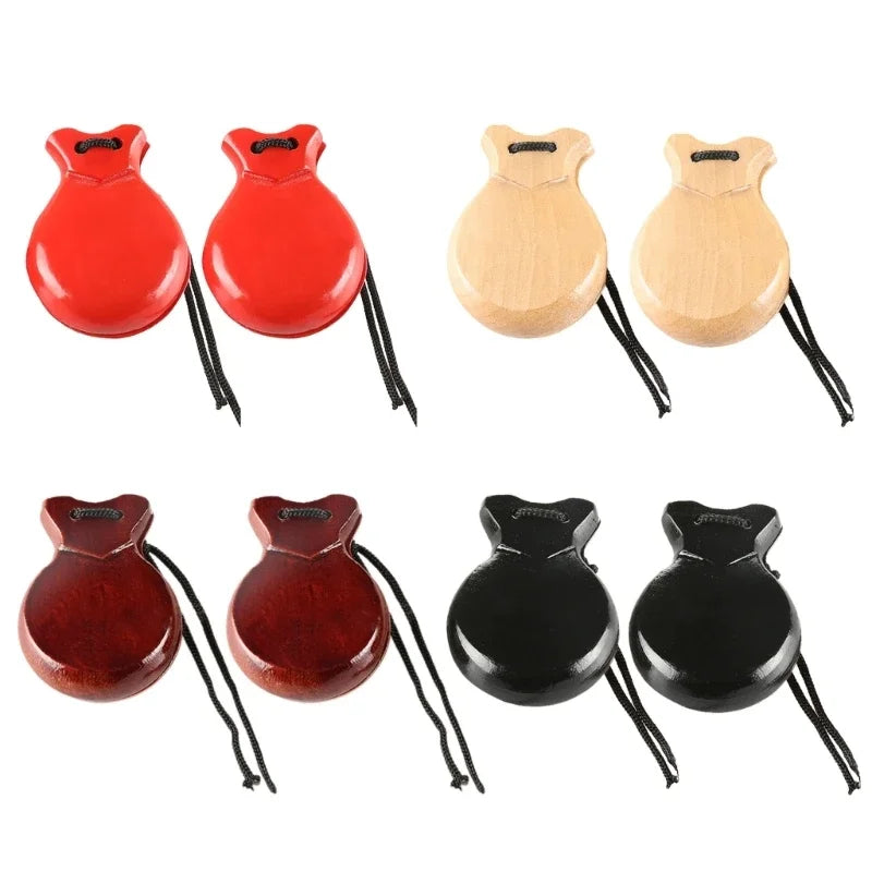 Traditional Castanet Spanish Castanets Flamenco Dance Castanets with String Hand Clapper Orff Music Instrument