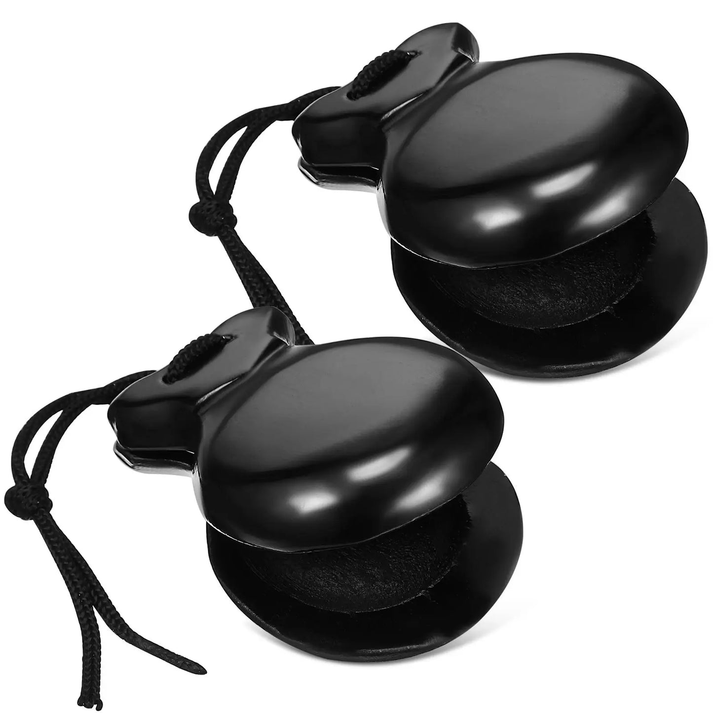 2Pcs Black Wooden Castanets Fine Craftsmanship Clear Sound Spanish Finger Castanets Handheld Percussion Instruments For Wood