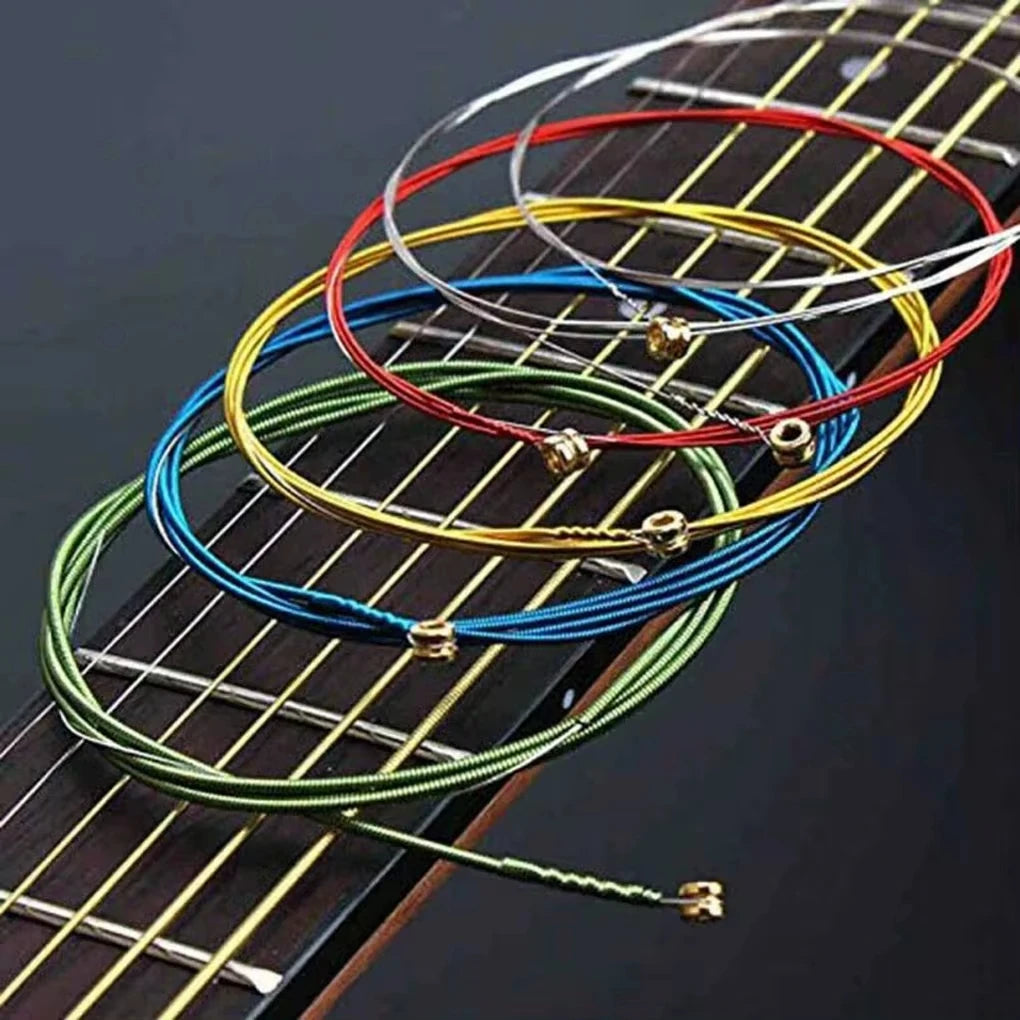 Miwayer Set of 6 Acoustic Guitar Strings, E-A Rainbow Colors, for Folk Acoustic Guitar, Classical Guitar