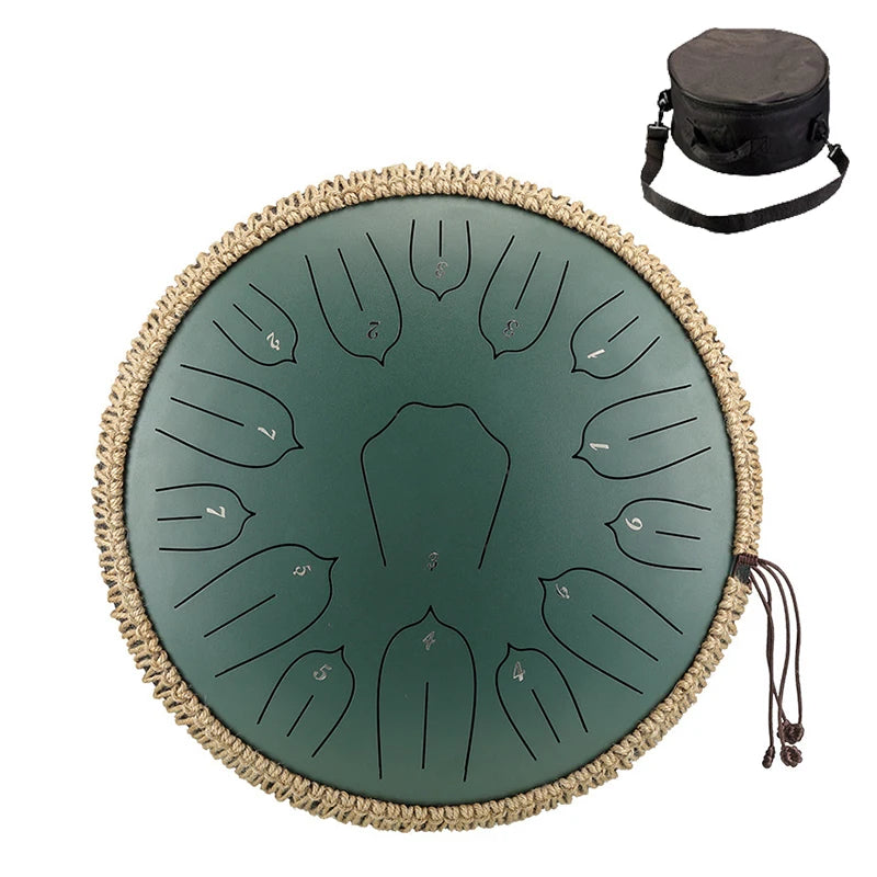 Hluru Music Drum 15 Notes Glucophone Steel Tongue Drum 13 Inch 15 Notes D Tone Ethereal Drum Percussion Musical Instruments