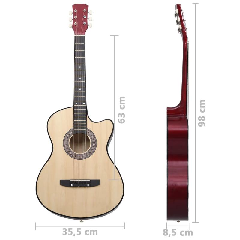 Cutaway Western Acoustic Guitar with 6 Strings, 38" Basswood